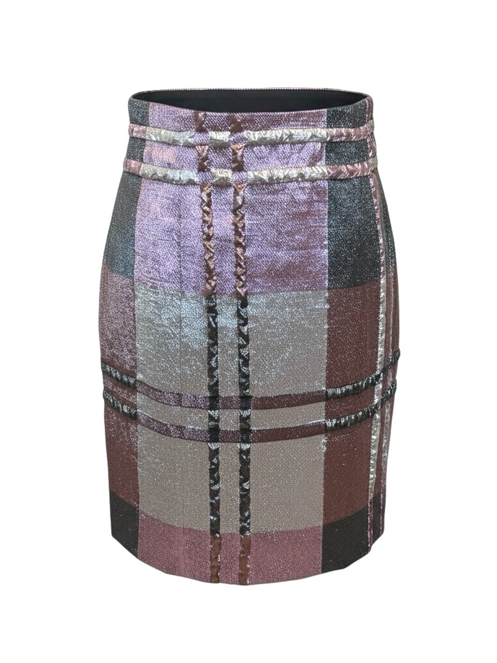 ✨🛍️ Christian Dior Metallic Plaid Print Mini Skirt in Pink, Silver, and Grey - Picture 1 of 6